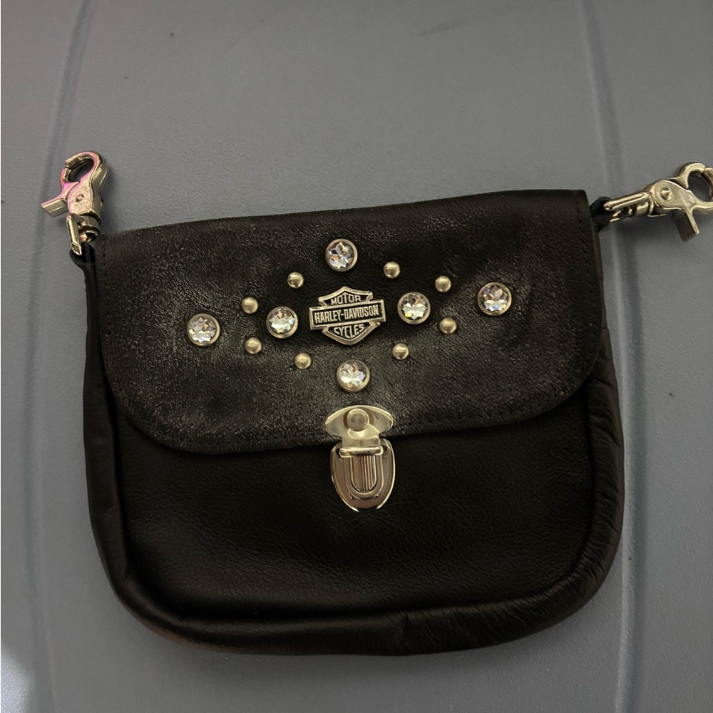 Harley-Davidson Black Crystal Embellished Clutch